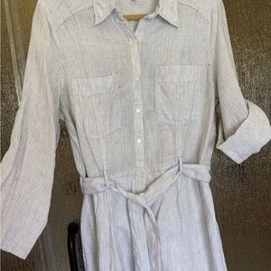 Max Studio Linen Dress size XL Blk/dark blue pinstripe